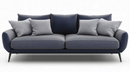 Fototapeta premium Grey sofa isolated on transparent background