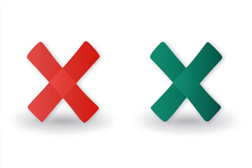 Red and green crossed symbols representing stop and go signals for traffic management and signage