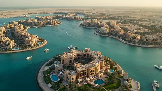 Dohas evolving urban landscapes a golden hour aerial of the pearl qatar