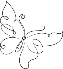 Elegant One Line Drawing of a Butterfly Abstract Minimalist Design Illustration