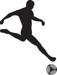 Silhouette Football player Kick The Football Position