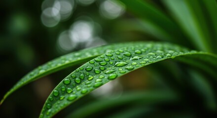 Close-up of vibrant green leaf with water droplets, showcasing nature's beauty