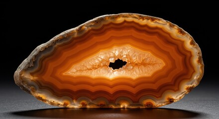 Vibrant Orange Agate Slice Showcasing Intricate Patterns and Textures (1)