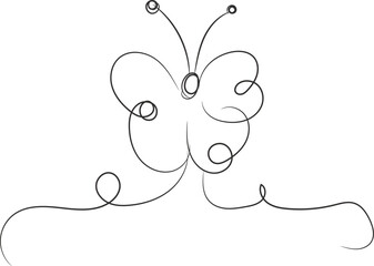 Simple Line Drawing of a Butterfly with Swirls Elegant Minimalist Design Illustration