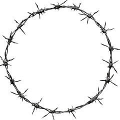Barbed wire frame border isolated on a transparent Background Png file Format