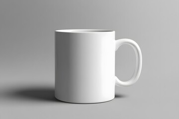 Blank white ceramic coffee mug mockup isolated on a light gray background ready for design