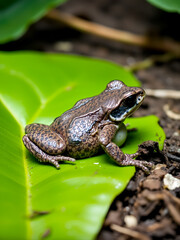 Obraz premium a male Surinam toad painstakingly brooding eggs in his back
