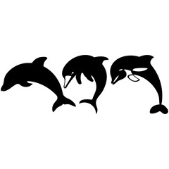 Dolphin Silhouette Vector Set. Jumping and Swimming Marine Animal Clipart Collection