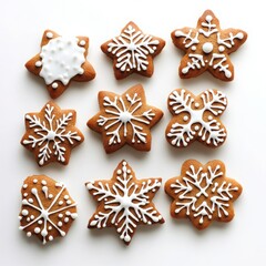 Soft and fragrant gingerbread cookies shaped like stars, snowflakes, and gingerbread men,