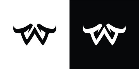 W Horn Letter Logo Bold Abstract Monogram Design