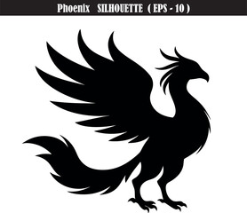 Obraz premium Phoenix Silhouette | Majestic Mythical Bird | Powerful Vector Illustration | Digital Art | High-Resolution Clipart