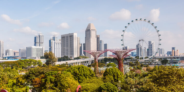 Urban skyline panoramic at daytime, Singapore city