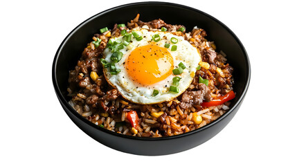 Beef Fried Rice with Egg isolated on transparent background
