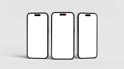 Hand holding smart phone on white background technology Mobile phone screen mockup