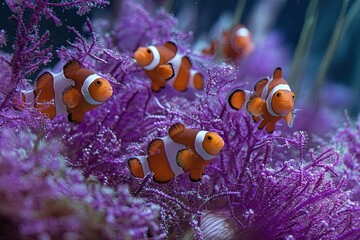 Clownfish in a vibrant coral reef tank