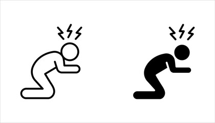 Depression man icon set. Depress, sad, lonely, stress concept. vector illustration on white background