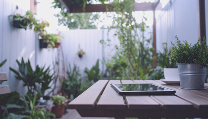  "Fresh Green Plants in Home Office Workstation"
