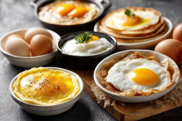 Golden Egg Delights: A Culinary Still Life of Breakfast Dishes