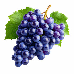A Bunch of Ripe Grapes: A close-up of a vibrant cluster of ripe, juicy grapes with leaves, ready for harvest. Capturing the essence of freshness and the bounty of nature.