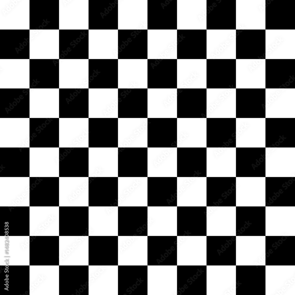 Poster white chess board. seamless black and white checkered pattern. trippy black and white checkerboard p
