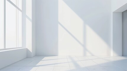 Obraz premium Bright Empty Room with White Walls and Window Sunlight
