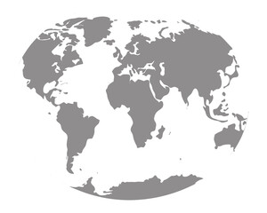 Grey blank world map vector on white background