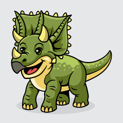 Cute Chasmosaurus Dinosaur isolated cartoon illustration with light background
