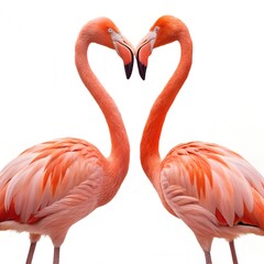 Obraz premium Two Flamingos Standing Together in Love