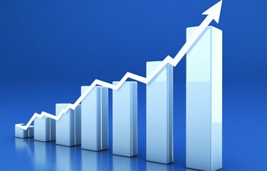 White Bar Chart With Ascending Arrow On Blue Background Representing Growth And Financial Progress