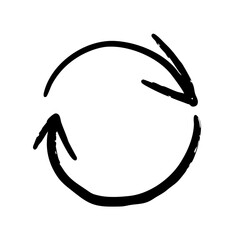 Black circular arrows in minimal hand-drawn style