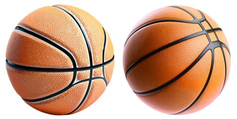 Set of realistic basketballs closeup of sports equipment for basketball game fitness and athletic themes isolated on transparent background