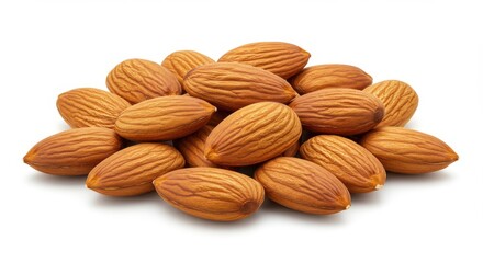 Fototapeta premium Pile of raw almonds showcasing their textured shells on a clean surface