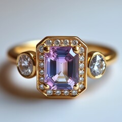 Trapezoid Sapphire Gold Ring Design