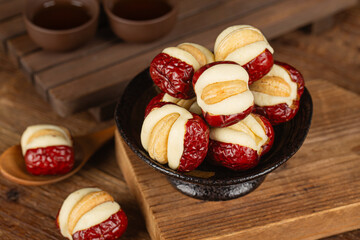 Chinese specialty snack - cashew nut puffs and dates