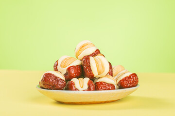 Chinese specialty snack - cashew nut puffs and dates