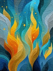 Minimalist watercolor of divine light descending like fire and wind over the world, inspired by Pentecost.