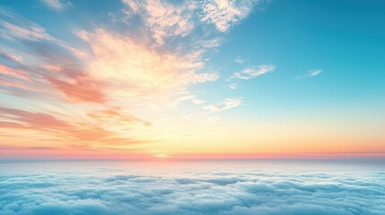 Obraz premium Sky, clouds, horizon sunrise or sunset with pastel colors