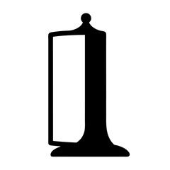 Black and white illustration of a vintage or antique mirror stand