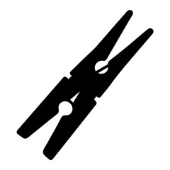 Black and White Silhouette of a Traditional Wooden Clothespin or Peg