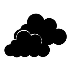 Silhouette of dark clouds isolated on white background representing weather forecasts