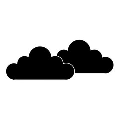 Two simple black cartoon cloud shape objects on plain white background