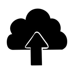 Black cloud with white upward arrow, a symbol of data uploading