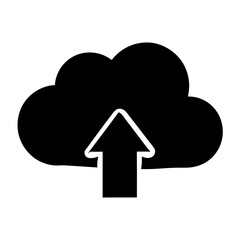 Black cloud with an upward facing arrow representing upload functionality
