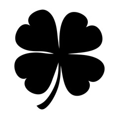Four leaf clover in black silhouette for St Patricks Day celebration