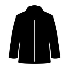 Black Silhouette of a Winter Coat with Central Seam for Clothing Designs