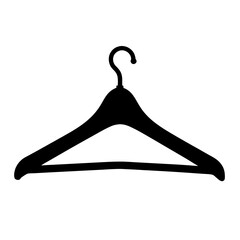 Black silhouette of a clothes hanger for fashion and wardrobe organization