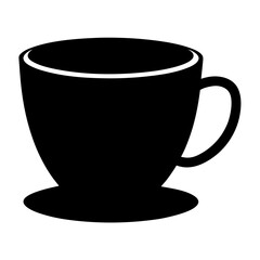 Simple black and white silhouette of a coffee or tea cup with handle