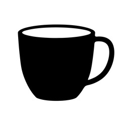 Simple stylized black coffee mug on a plain white background illustration