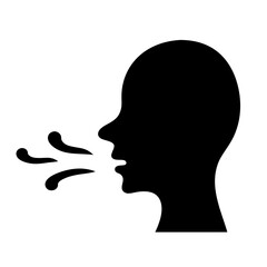Black silhouette of a person expelling breath, cough or sneeze symptom