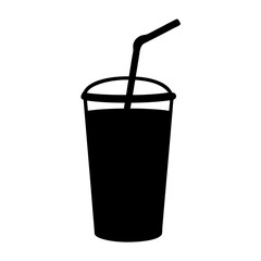 Silhouette of a refreshing drink with a straw, perfect for hot days